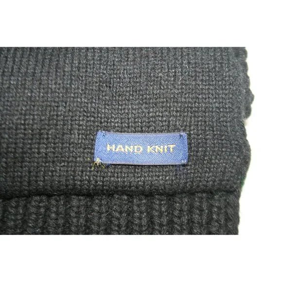 Ralph Lauren Rugby Scarf Wool Blend Snowflake Fair Isle Black Classic Preppy - Picture 6 of 7